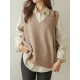 Casual Loose Sleeveless Solid Color V-Neck Sweater Vest Outerwear Casual Loose Sleeveless Solid Color V-Neck Sweater Vest Outerwear