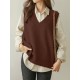 Casual Loose Sleeveless Solid Color V-Neck Sweater Vest Outerwear Casual Loose Sleeveless Solid Color V-Neck Sweater Vest Outerwear
