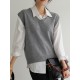 Casual Loose Sleeveless Solid Color V-Neck Sweater Vest Outerwear Casual Loose Sleeveless Solid Color V-Neck Sweater Vest Outerwear