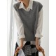 Casual Loose Sleeveless Solid Color V-Neck Sweater Vest Outerwear Casual Loose Sleeveless Solid Color V-Neck Sweater Vest Outerwear