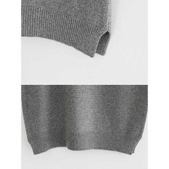 Casual Loose Sleeveless Solid Color V-Neck Sweater Vest Outerwear Casual Loose Sleeveless Solid Color V-Neck Sweater Vest Outerwear