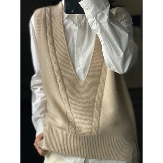 Casual Loose Knitting Sleeveless Solid Color V-Neck Vest Top Casual Loose Knitting Sleeveless Solid Color V-Neck Vest Top