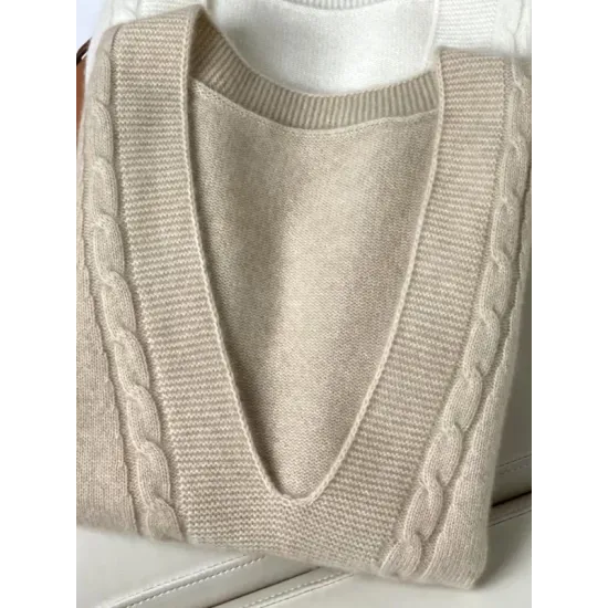 Casual Loose Knitting Sleeveless Solid Color V-Neck Vest Top Casual Loose Knitting Sleeveless Solid Color V-Neck Vest Top