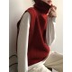 Casual Loose Sleeveless Solid Color High-Neck Sweater Vest Outerwear Casual Loose Sleeveless Solid Color High-Neck Sweater Vest Outerwear