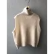 Casual Loose Sleeveless Solid Color High-Neck Sweater Vest Outerwear Casual Loose Sleeveless Solid Color High-Neck Sweater Vest Outerwear