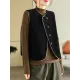 Vintage Sleeveless Loose Buttoned Split-Joint Solid Color Round-Neck Vest Outerwear Vintage Sleeveless Loose Buttoned Split-Joint Solid Color Round-Neck Vest Outerwear