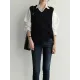 Casual Sleeveless Loose Solid Color V-Neck Vest Outerwear Casual Sleeveless Loose Solid Color V-Neck Vest Outerwear