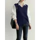 Casual Sleeveless Loose Solid Color V-Neck Vest Outerwear Casual Sleeveless Loose Solid Color V-Neck Vest Outerwear