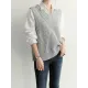 Casual Sleeveless Loose Solid Color V-Neck Vest Outerwear Casual Sleeveless Loose Solid Color V-Neck Vest Outerwear