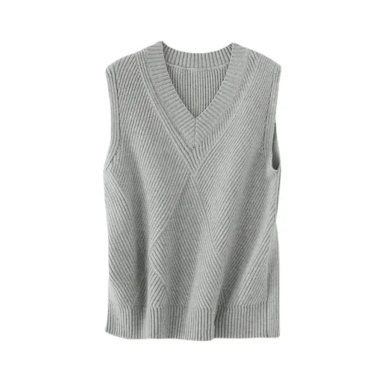 Casual Sleeveless Loose Solid Color V-Neck Vest Outerwear Casual Sleeveless Loose Solid Color V-Neck Vest Outerwear