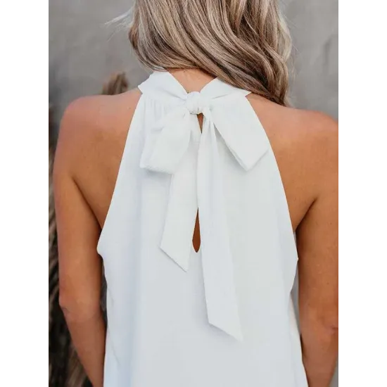 Stylish Selection Loose Solid Color Halter-Neck Vest Top Stylish Selection Loose Solid Color Halter-Neck Vest Top