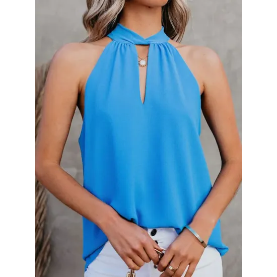 Stylish Selection Loose Solid Color Halter-Neck Vest Top Stylish Selection Loose Solid Color Halter-Neck Vest Top