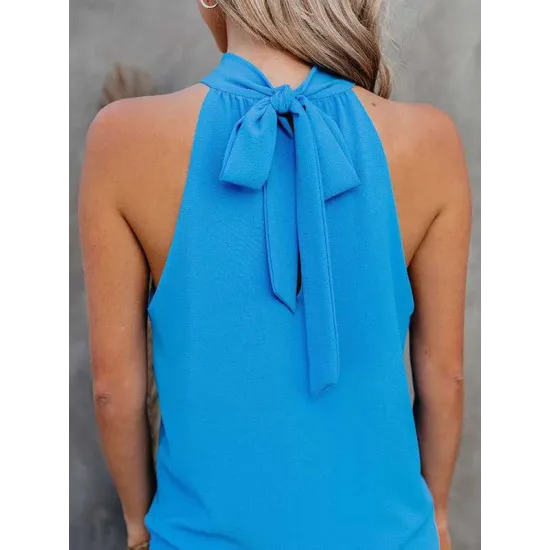Stylish Selection Loose Solid Color Halter-Neck Vest Top Stylish Selection Loose Solid Color Halter-Neck Vest Top