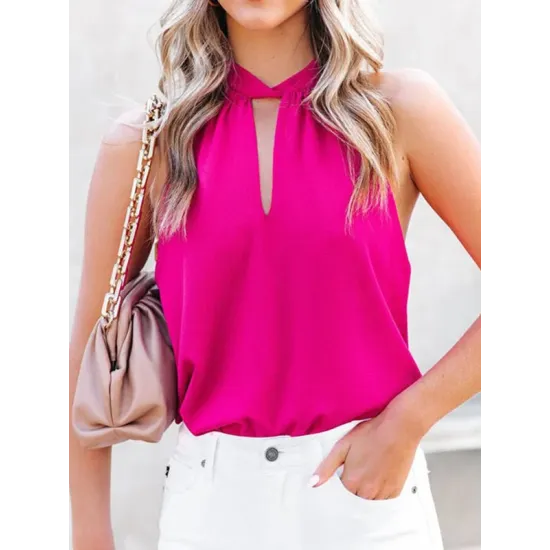 Stylish Selection Loose Solid Color Halter-Neck Vest Top Stylish Selection Loose Solid Color Halter-Neck Vest Top