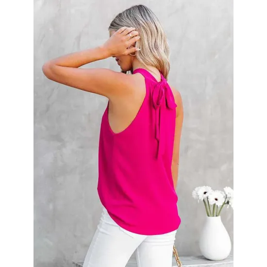 Stylish Selection Loose Solid Color Halter-Neck Vest Top Stylish Selection Loose Solid Color Halter-Neck Vest Top