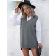 Simple Sleeveless High-Low Solid Color V-Neck Vest Top Simple Sleeveless High-Low Solid Color V-Neck Vest Top