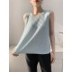 Casual Sleeveless Pleated Solid Color Round-Neck Vest Top Casual Sleeveless Pleated Solid Color Round-Neck Vest Top