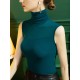 Stylish Skinny Sleeveless Mesh Split-Joint Solid Color High-Neck Vest Top Stylish Skinny Sleeveless Mesh Split-Joint Solid Color High-Neck Vest Top