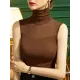Stylish Skinny Sleeveless Mesh Split-Joint Solid Color High-Neck Vest Top Stylish Skinny Sleeveless Mesh Split-Joint Solid Color High-Neck Vest Top