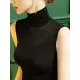 Stylish Skinny Sleeveless Mesh Split-Joint Solid Color High-Neck Vest Top Stylish Skinny Sleeveless Mesh Split-Joint Solid Color High-Neck Vest Top
