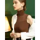 Stylish Skinny Sleeveless Mesh Split-Joint Solid Color High-Neck Vest Top Stylish Skinny Sleeveless Mesh Split-Joint Solid Color High-Neck Vest Top