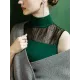 Stylish Selection Skinny Sleeveless Mesh Split-Joint Half Turtleneck Vest Top