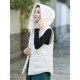Simple Sleeveless Loose Keep Warm Cotton Quilted Solid Color Hooded Vest Outerwear Simple Sleeveless Loose Keep Warm Cotton Quilted Solid Color Hooded Vest Outerwear