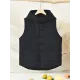 Simple Sleeveless Loose Keep Warm Cotton Quilted Solid Color Hooded Vest Outerwear Simple Sleeveless Loose Keep Warm Cotton Quilted Solid Color Hooded Vest Outerwear