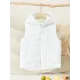 Simple Sleeveless Loose Keep Warm Cotton Quilted Solid Color Hooded Vest Outerwear Simple Sleeveless Loose Keep Warm Cotton Quilted Solid Color Hooded Vest Outerwear