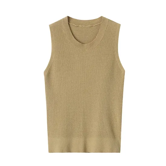 Casual Skinny Sleeveless Solid Color Round-Neck Vest Top Casual Skinny Sleeveless Solid Color Round-Neck Vest Top