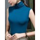 Stylish Selection Sleeveless Solid Color High-Neck Vest Top Stylish Selection Sleeveless Solid Color High-Neck Vest Top