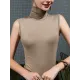 Stylish Selection Sleeveless Solid Color High-Neck Vest Top Stylish Selection Sleeveless Solid Color High-Neck Vest Top
