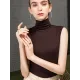 Stylish Selection Sleeveless Solid Color High-Neck Vest Top Stylish Selection Sleeveless Solid Color High-Neck Vest Top