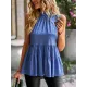 Casual Sleeveless Falbala Round-Neck Vest Top Casual Sleeveless Falbala Round-Neck Vest Top