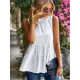 Casual Sleeveless Falbala Round-Neck Vest Top Casual Sleeveless Falbala Round-Neck Vest Top