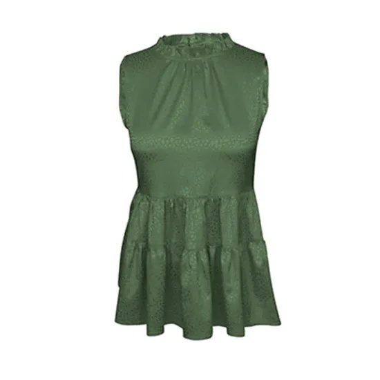 Casual Sleeveless Falbala Round-Neck Vest Top Casual Sleeveless Falbala Round-Neck Vest Top