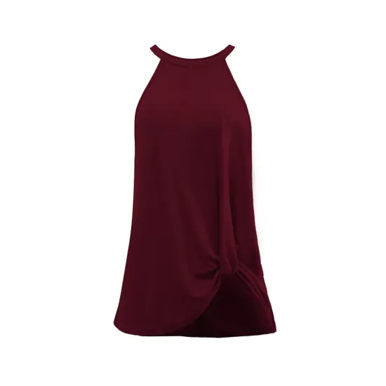 Simple Sleeveless Solid Color Halter-Neck Vest Top Simple Sleeveless Solid Color Halter-Neck Vest Top