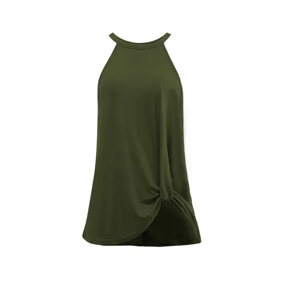 Simple Sleeveless Solid Color Halter-Neck Vest Top Simple Sleeveless Solid Color Halter-Neck Vest Top