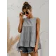 Casual Loose Sleeveless Split-Joint Solid Color Round-Neck Vest Top
