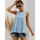 Casual Loose Sleeveless Split-Joint Solid Color Round-Neck Vest Top
