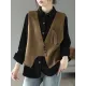 Artistic Retro Sleeveless Irregularity Buttoned V-Neck Vest Top Artistic Retro Sleeveless Irregularity Buttoned V-Neck Vest Top
