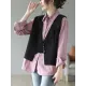 Artistic Retro Sleeveless Irregularity Buttoned V-Neck Vest Top Artistic Retro Sleeveless Irregularity Buttoned V-Neck Vest Top