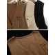 Artistic Retro Sleeveless Irregularity Buttoned V-Neck Vest Top Artistic Retro Sleeveless Irregularity Buttoned V-Neck Vest Top