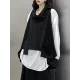 High-Low Irregular Clipping Hooded Solid Color Heaps Collar Vest Top High-Low Irregular Clipping Hooded Solid Color Heaps Collar Vest Top