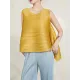 Cropped Sleeveless Pleated Round-Neck Vest Top Cropped Sleeveless Pleated Round-Neck Vest Top