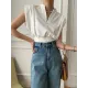 Loose Sleeveless Split-Joint Solid Color V-Neck Vest Top Loose Sleeveless Split-Joint Solid Color V-Neck Vest Top