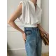 Loose Sleeveless Split-Joint Solid Color V-Neck Vest Top Loose Sleeveless Split-Joint Solid Color V-Neck Vest Top