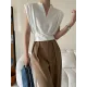 Loose Sleeveless Split-Joint Solid Color V-Neck Vest Top Loose Sleeveless Split-Joint Solid Color V-Neck Vest Top