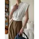 Loose Sleeveless Split-Joint Solid Color V-Neck Vest Top Loose Sleeveless Split-Joint Solid Color V-Neck Vest Top