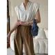 Loose Sleeveless Split-Joint Solid Color V-Neck Vest Top Loose Sleeveless Split-Joint Solid Color V-Neck Vest Top